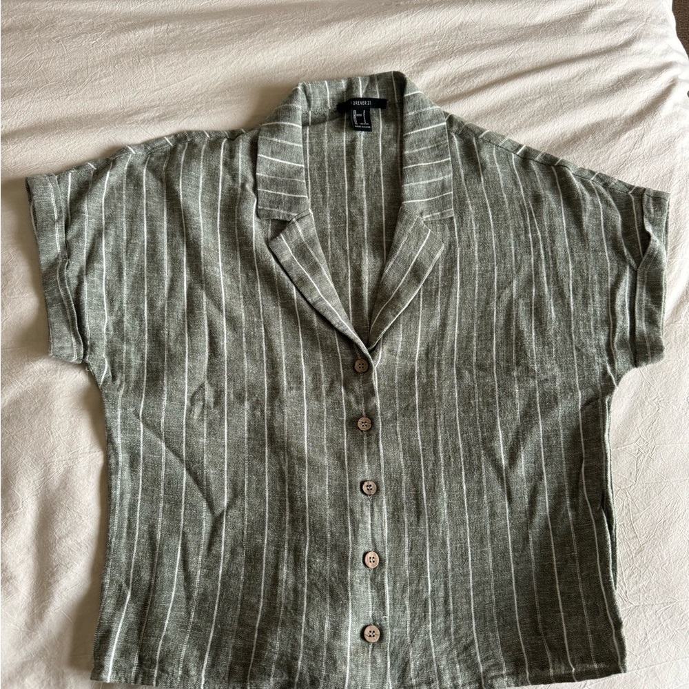 Forever 21 Olive Striped Shirt